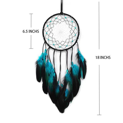 PWYXSA Dream Catcher Handmade Blue Feather Dreamcatchers Wall Hanging Ornament for Kids Home Decoration Girl Bedroom Craft Gift
