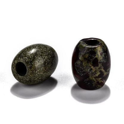 Fashewelry 20Pcs Natural Dragon Blood Jasper Stone Hair Bead Large Hole Barrel Gemstone Beads European Beads Healing Chakra Stone Loose Beads for Snake Chain Leather Bracelet Necklace Jewelry Making
