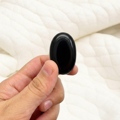 Black Onyx Thumb Worry Stones Metaphysical Gemstone Crystal Healing Reiki Men Women Gift FENG Shui Positive Energy Love Wellness Palm Stones Wicca Powerful