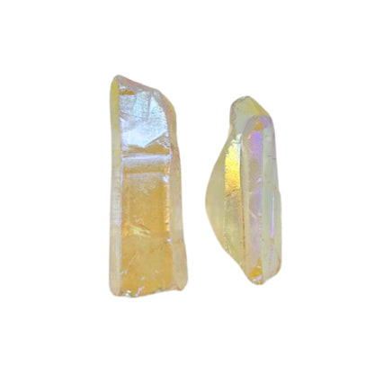 GEMSCITE 2 Pieces Angel Aura Quartz Pencil Points Raw Rough Rock Crystals and Healing Stones, Natural Rocks for Tumbling and DIY Raw Stones and Crystals