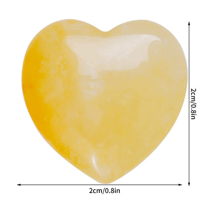Marrywindix 15 Packs 0.8 Inch Healing Crystal Natural Yellow Jade Heart Love Carved Palm Worry Stone Chakra Reiki Balancing