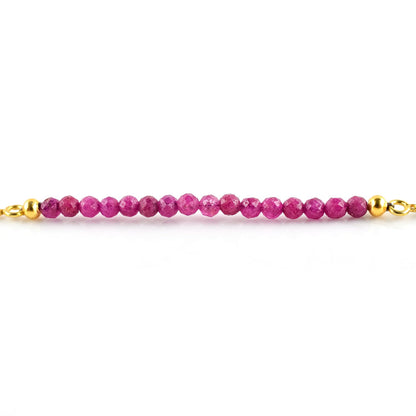 InfinityGemsArt Ruby Bracelets For Women, July Birthstone, Pink Beads Beaded Stone Bolo Slider Crystals Gemstones, 14K Gold Plated Adjustable Chain, Mother's Day Jewelry For Her