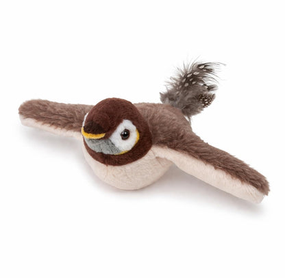 Cat Toy, Plush Bird with Sound and Motion, USB Rechargeable, Soft Washable Cover, Brown and White no Flying