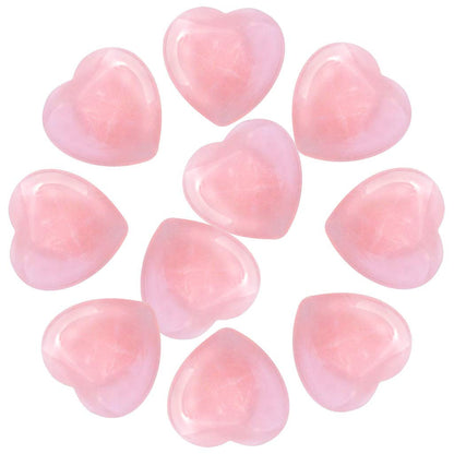 Marrywindix 10 Packs 1 Inch Healing Crystal Natural Rose Stone Heart Love Carved Palm Worry Stone Chakra Reiki Balancing