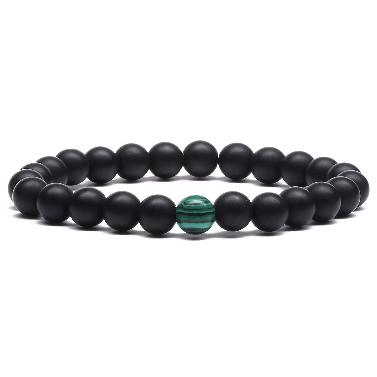 MengPa Mens Beaded Bracelets Couples Matching Bracelet Set Matte Beads for Women Stone Jewelry (Malachite) US3691