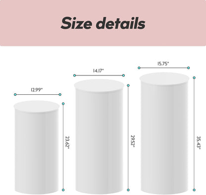 Sedeke 3PC Cylinder Pedestal for Party, Large White Cake Stand, Pedestal Display Plinth Pillars for Wedding Ceremony Birthday Party Art Decor--35.4''(L),29.5''(M),23.6''(S)