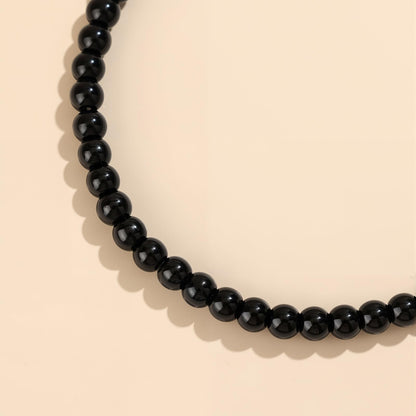 GolbalJew Natural Gemstone Beads Bracelets Healing Crystal Stone Beaded Bracelet for Women Men Handmade Spiritual Jewelry Gifts, 4mm Obsidian Round Beads