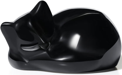 YATOJUZI 2" Black Cat Ornament Decor Obsidian Sleeping Cats Accessories Polished Gemstones Hand-Carved Cute Animal Statues Figurine Home Office Desk Decor Lucky Reiki Black Cat Gifts for Women
