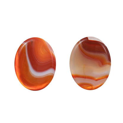 Hxswkk Chakra Worry Stones for Anxiety Red Banded Carnelian Crystal Thumb Palm Stone Handcarved Polished Oval Gemstone Chakra Decor Thoughtful Gifts 2PCS