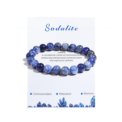 Pingyongchang Healing Crystal Stone Bracelets for Women Men Stress Relief Anxiety Yoga Semi-Precious Bracelets birthday Gifts-Sodalite