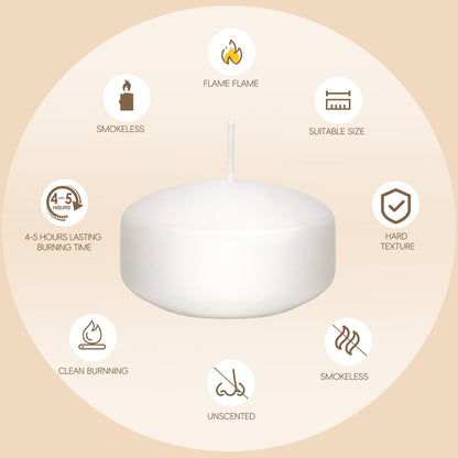 48 Pack White Floating Candles 1.75inch Unscented Floating Candle for Centerpieces 4-5 Hours Burning 1.75” Floating Candle Bulk for Wedding Party