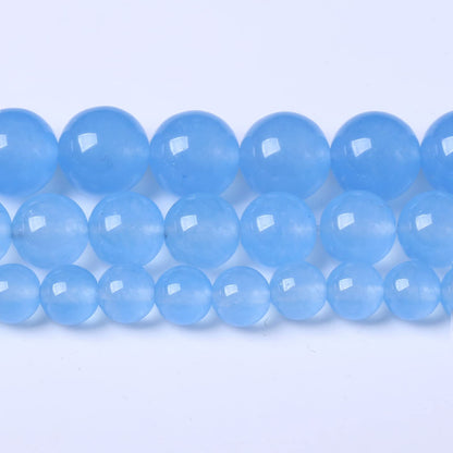 60PCS 6MM Natural Aquamarine Chalcedony Stone Beads Energy Healing Beads for DIY Jewelry Bracelet Necklace Making for Jewelry Making15Inch