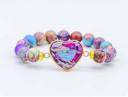 ZOSOJONA Women Wrap Bracelet Boho Natural Jasper Crystal Stone Beads Strand Bracelets (Imperial Jasper)
