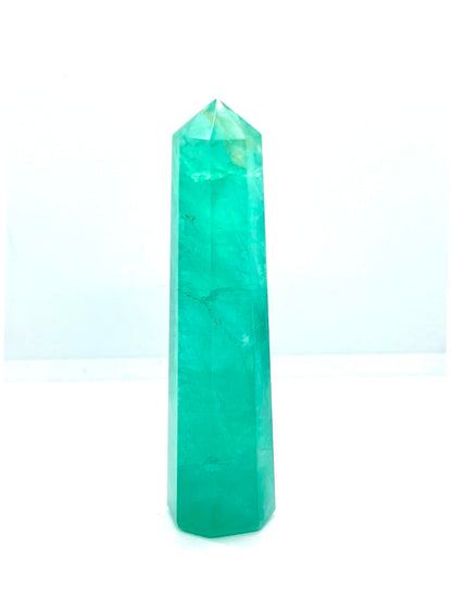 WholesaleGemShop 3 Inch (70 mm) Gemstones GREEN FLUORITE Obelisk Tower Jumbo Facet Aura Rock Crystal Natural Polished Earth Wand Spirit