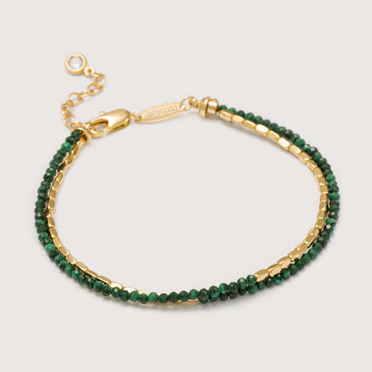 MEVECCO Bead Bracelet for Women 18K Gold Plated Layered Hematite Malachite Stone Mixed Bracelets Handmade Gold Custom Beaded Charm Chain Bracelet Stack Jewelry Gifts