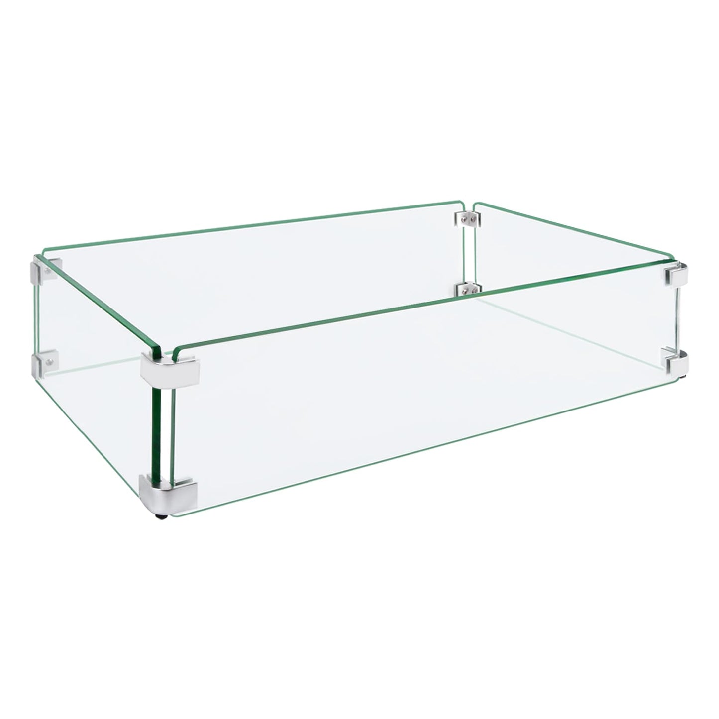 vchin Fire Pit Wind Guard, 35.5"x11.5"x6" Square Fire Pit Glass Wind Guard Made of Clear Tempered Glass, Set with Assembly Instructions, Free Screwdriver, Easy to Install
