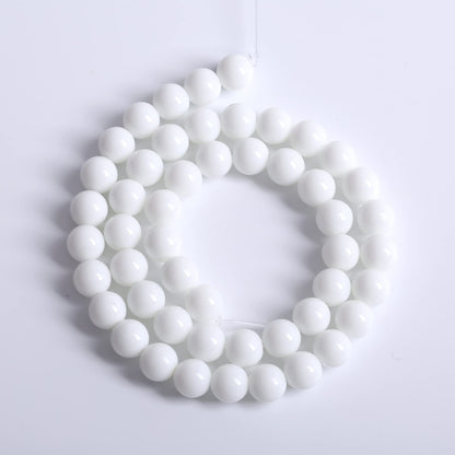 Natural White Porcelain Agates Stone Round Beads for Jewelry Making Spacer Loose Spacers Beads DIY Bracelets 10mm 39pcs 15" Strand