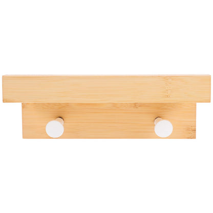 TOYANDONA Wall Shelf with 2 Hooks Floating Wall Mount Rack Storage Organizer Natural Wood Simple for Home Décor and Entryway Key Holder