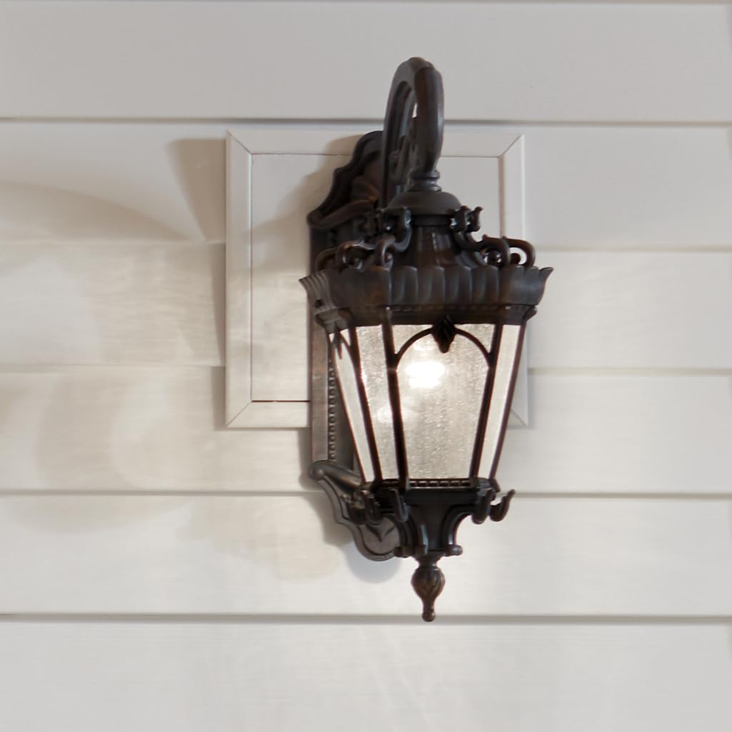 Kichler Tournai 18” Outdoor Wall Light with Clear Seeded Glass in Londonderry, 1-Light Traditional Fixture, 9356LD