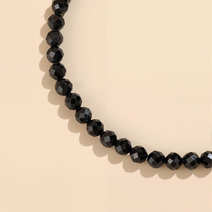 GolbalJew Natural Gemstone Beads Bracelets Healing Crystal Stone Beaded Bracelet for Women Men Handmade Spiritual Jewelry Gifts, 4mm Obsidian Faceted Round Beads