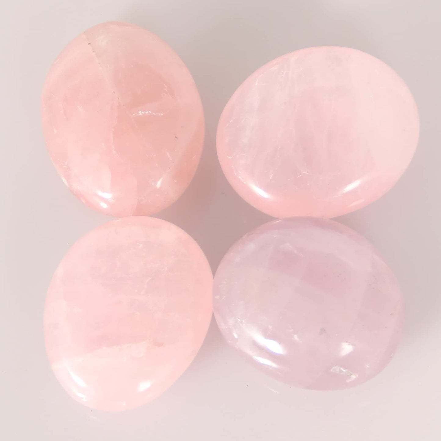 Orientrea Rose Quartz Palm Stone-4 Pcs Rose Quartz Plam Stone Pocket Energy Stone, Smooth Rose Quartz Healing Crystal and Worry Stones
