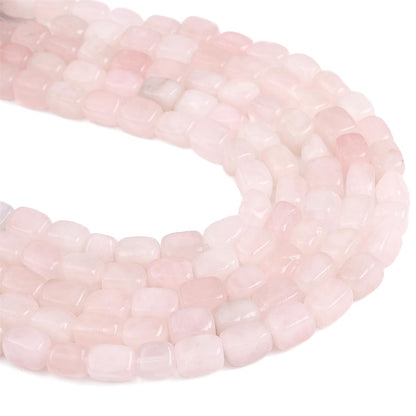 BEADIA Natural Rose Quartz Cuboid Stone Loose Semi Gemstone Beads for Jewelry Making 8mmx12mm 38cm/Strand