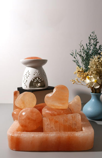 QYLHH 2 Pcs Leaf Shape Himalayan Salt Massage Stones Hot Massage Cold Massage Stones Set Warm Rocks Kit for Facial SPA3.93 * 2.76IN(10 * 7CM