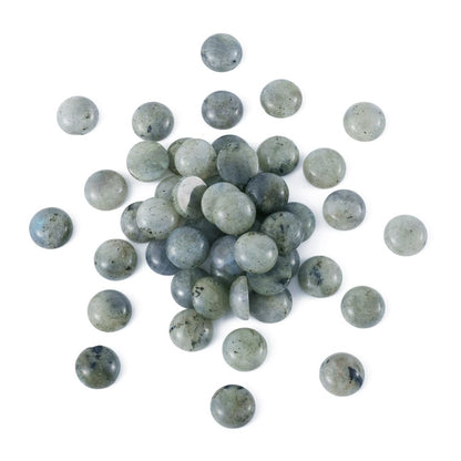 Fashewelry 50Pcs Natural Labradorite Cabochon Stone Half Round Beads 12mm Flat Back Gemstone Chakra Healing Crystal Cover Cabs for Jewelry Making