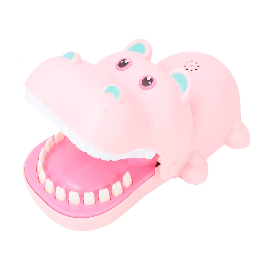 Watris Veiyi Portable Cartoon Hippo Mouth Toy with Teeth, Hippo Dentist Kid Toy for Playing&Training, Hippo Gags Joke Toy, Bite Finger Board Game Kids Toys for Parent-Child Activities