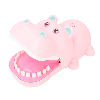 Watris Veiyi Portable Cartoon Hippo Mouth Toy with Teeth, Hippo Dentist Kid Toy for Playing&Training, Hippo Gags Joke Toy, Bite Finger Board Game Kids Toys for Parent-Child Activities