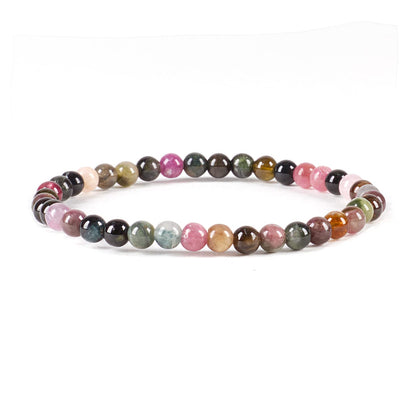 Cherry Tree Collection - Small, Medium, Large Sizes - Gemstone Beaded Bracelets For Women and Men - 4mm Round Beads (Tourmaline, Medium)