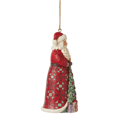 Enesco Jim Shore Heartwood Creek Santa Standing with Christmas Tree Hanging Ornament, 4.53 Inch, Multicolor