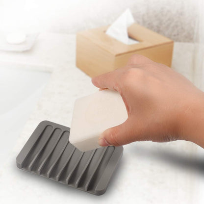 3PCS Self Draining Soap Holder, Premium Silicone Soap Dish, Soap Saver for Shower, Bathroom, Kitchen, Bath Tub, Sponges, Keep Soaps Bars Dry Clean, Easy Clean, Extend Soaps Life