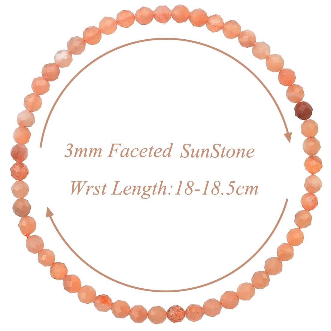 MASSIVE BEADS Natural Genuine Gemstone Beads Healing Crystal Chakra Reiki Jewelry Faceted Round Beads Bracelets (SunStone, 3mm)