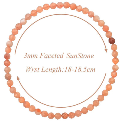 MASSIVE BEADS Natural Genuine Gemstone Beads Healing Crystal Chakra Reiki Jewelry Faceted Round Beads Bracelets (SunStone, 3mm)