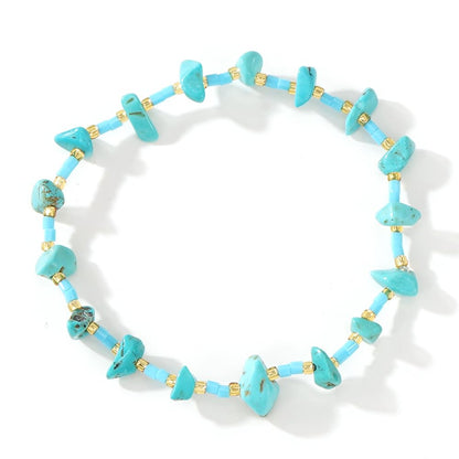 SHINUS BOHO Healing Natural Crystal Beaded Stretch Bracelet for Women,Handmade Boho Irregular Turquoise Energy Stones Attention Courage Bracelet Summer Beach Fashion Jewelry Gift Friendship