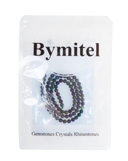 Bymitel 90 pcs Genuine Real Round Loose Stone Beads Gemstone Spacers for Charm DIY Jewelry Making 15.5" per Strand 4mm (Lapis Lazuli Chrysocolla, 4mm)