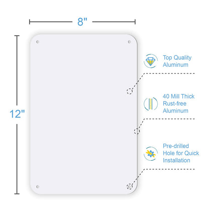 2 Pack White Blank Metal Sign for Outdoor,Rust-Free/Fade Resistance Aluminum, Easy Mounting, Indoor/Outdoor Use 12 x 8 inche