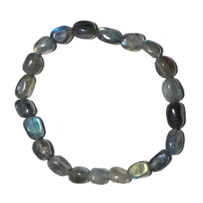 Labradorite Chips Bracelet | Natural Flash Crystal Fragments - Handmade Protection & Magic Energy Third Eye Chakra Gemstones Stacking Jewelry Meditation | Fits for 6-7 inch Small Wrist