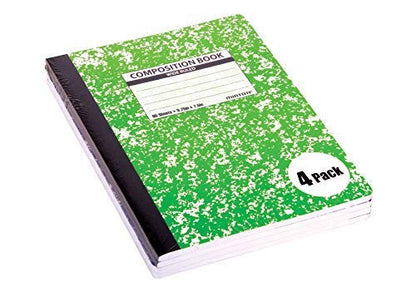Mintra Office Composition Books - Sturdy Flexible Cover (4 Pack, Assorted Marble Comp - Wide Ruled)