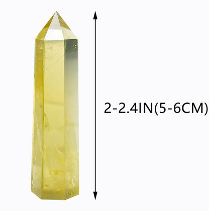 WUYOUSHI 1PCS Citrine Healing Crystals Towers / 1.96-2.36" Natural Reiki Energy Wand Stone 6 Faceted Chakra Quartz Crystal Reiki Meditation Therapy Decoration Gifts