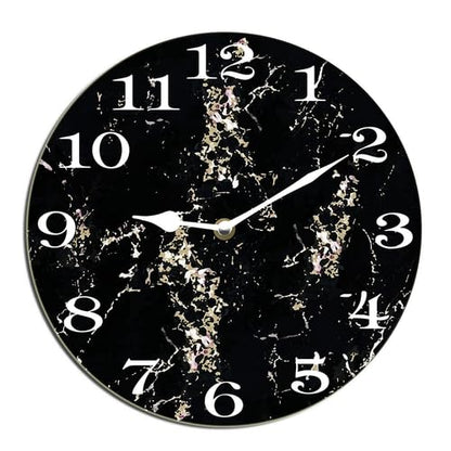 Houseuse Black Marble Wall Clock Modern Stylish Clock for Living Room, Battery Operated Easy to Read Bedroom, Bathroom and Kitchen Housewarming Seasonal Shop Hotel Round 10"