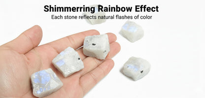 2 Pcs Rainbow Moonstone Raw Crystal Set Natural Stones for Meditation, Reiki, Energy Balancing & Collection