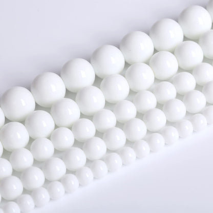 Natural White Porcelain Agates Stone Round Beads for Jewelry Making Spacer Loose Spacers Beads DIY Bracelets 10mm 39pcs 15" Strand
