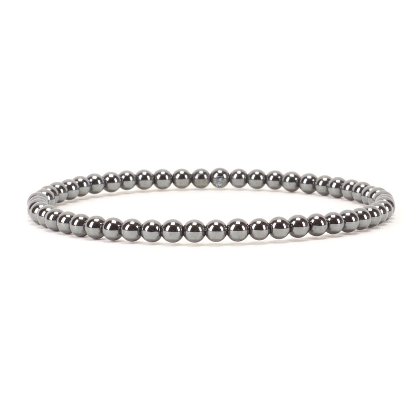 Cherry Tree Collection - Small, Medium, Large Sizes - Gemstone Beaded Bracelets For Women and Men - 4mm Round Beads (Hematite, Medium)