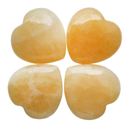 Loveliome 4 Pcs Natural Yellow Jade Love Heart Palm Stone Reiki Balancing Worry Stone(1 Inch)