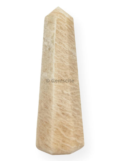 WholesaleGemShop 3 Inch (70 mm) Moonstone Gemstones Obelisk Tower Jumbo Facet Aura Rock Crystal Natural Polished Earth Wand Spirit