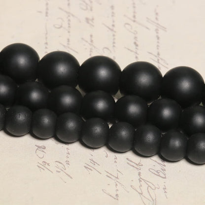 Yochus 60pcs Black Matte Onyx Agates Beads，6mm Healing Power Natural Stone Round Loose Beads for Jewelry Making Earring Necklace DIY Crafts