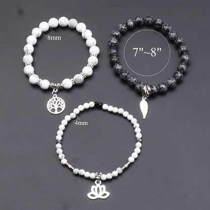 UEUC Tree of Life Yoga Healing Stone Bracelets,Multilayer Lotus Chakra Stone Reiki Bracelet Sets,Anxiety Crystal Natural Stone,for Women Stress Relief(#177)