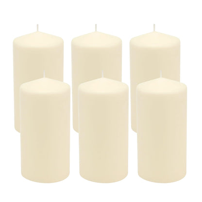 Stonebriar Unscented Pillar Candles – 65 Hour Burn Time, Long-Lasting Wax Candles for Weddings, Holidays, Home Décor & Special Events, Pack of 6, Ivory, 3" x 6"